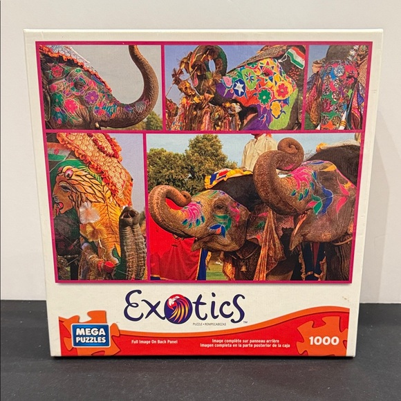 Painted Elephants 1000 Piece Exotics Mega Puzzle - Picture 1 of 3